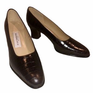 COPY - Liz Claiborne Brown Crocodile Leather Block Heels